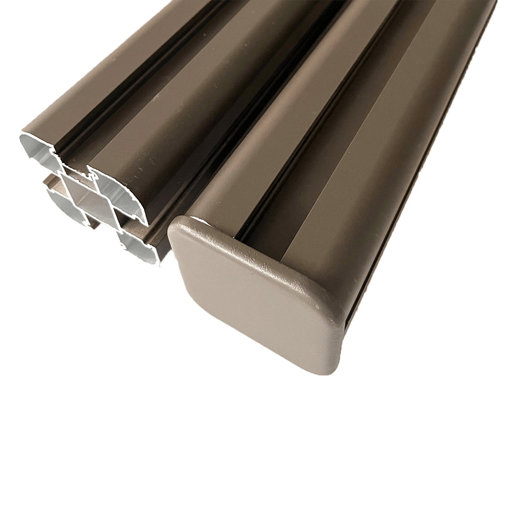 Brown Aluminium Fence Post with Post Cap and Utility Trim 8ft Image